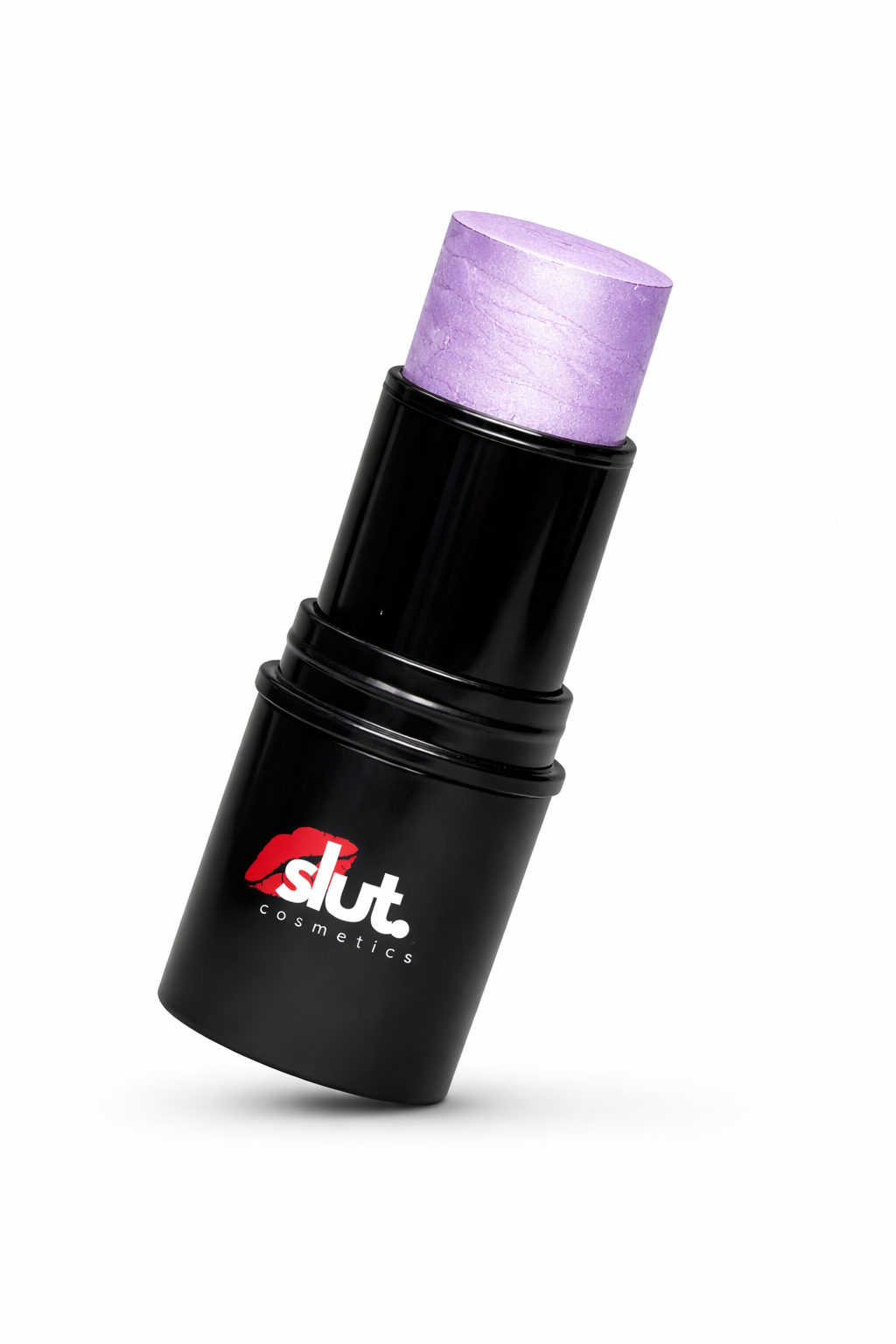 Black makeup stick with purple top on a white background, featuring the 'slut cosmetics' brand.